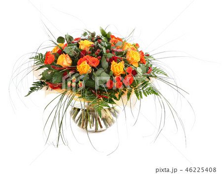 Floral cimposition of orange roses and  hypericum 46225408
