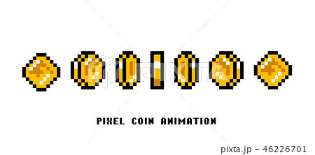 Animation Of Coins Pixel Art 8 Bit Objects のイラスト素材