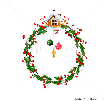 watercolor vector Christmas wreath watercolor vector Christmas wreath 46226887