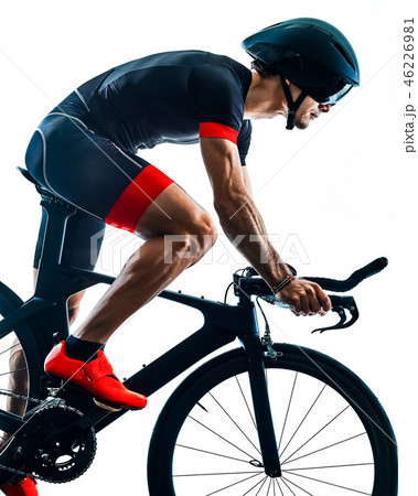 triathlete triathlon Cyclist cycling silhouette isolated white b 46226981