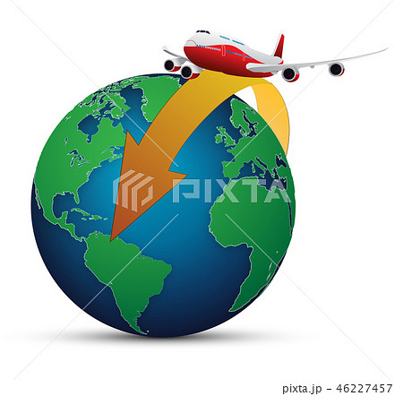 vector illustration of world tour in airplane 46227457