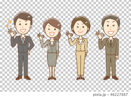 Suits 4 men and women OK sign Whole body 46227887