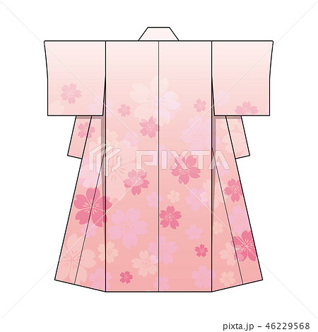 和服 着物 テンプレートイラスト 桜柄 のイラスト素材