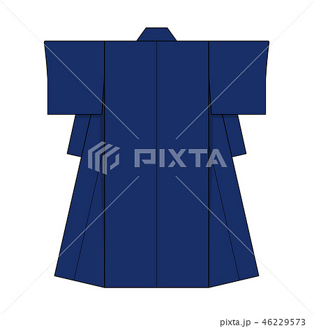 和服 着物 テンプレートイラスト 青 紺 のイラスト素材