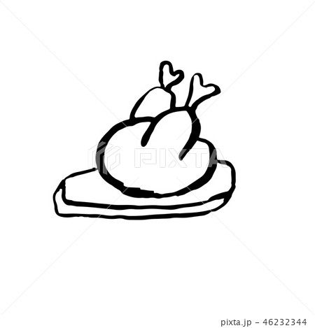 Fried turkey grunge icon. Roast chiken ink brush vector illustration. 46232344