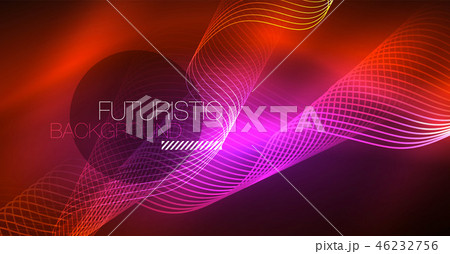 Neon lines wave background. Abstract composition Neon lines wave background. Abstract composition 46232756