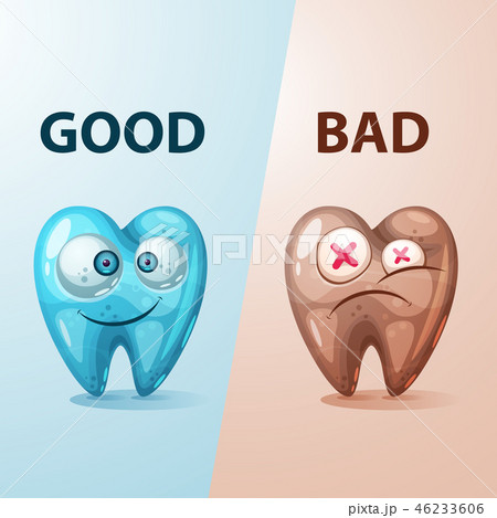 Good And Bad Tooth Illustration のイラスト素材