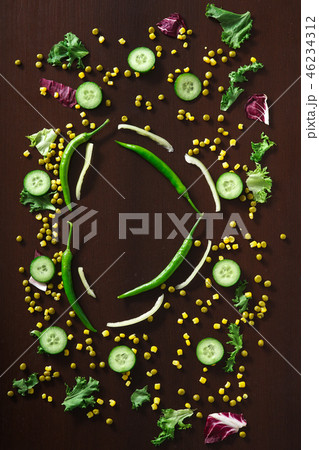Colorful vegetable frame, healthy food concept. Colorful vegetable frame, healthy food concept. 46234312