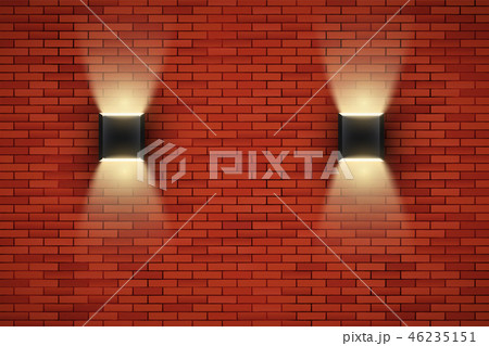 Brick wall room with vintage sconce lamps 46235151
