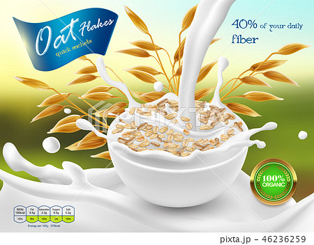 3d realistic package of oat flakes 3d realistic package of oat flakes 46236259