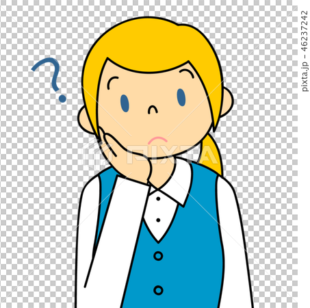 スーツの外国人女性 頬杖をついて考えている 46237242