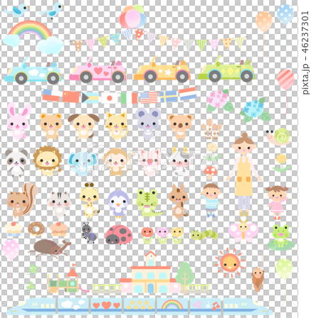 動物と小さい生き物と乗り物 46237301