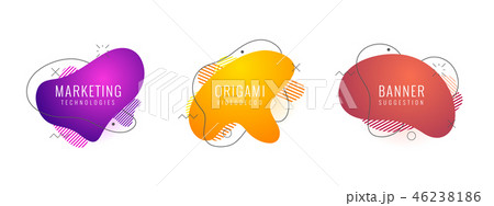 Set of liquid color abstract geometric shapes. Fluid gradient elements for minimal banner, logo 46238186