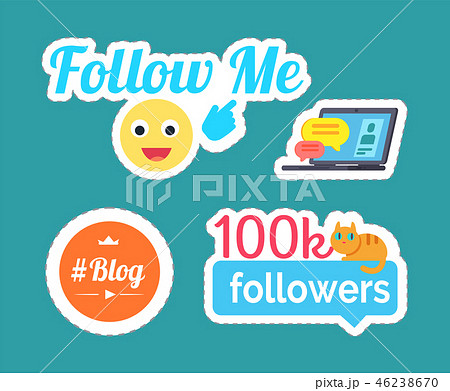 Follow Me Smile Emoticon and Follower Set Vector 46238670