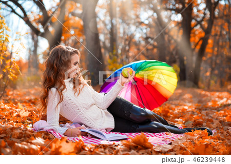 Girl in autumn forest Girl in autumn forest 46239448