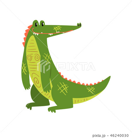 Friendly smiling crocodile, funny predator cartoon character vector Illustration on a white 46240030