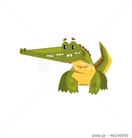 Cute Friendly Crocodile Funny Predator Cartoon のイラスト素材