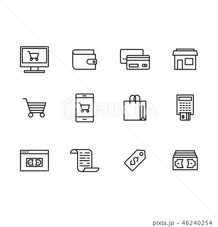 Vector icon set internet and mobile shopping, online store, mobile app for online payment by credit 46240254