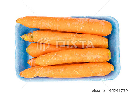 Carrots in blue retail package isolated on white 46241739