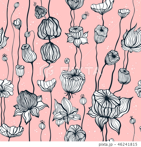 Vintage Seamless pattern with hand drawn Abstract Flowers Vintage Seamless pattern with hand drawn Abstract Flowers 46241815