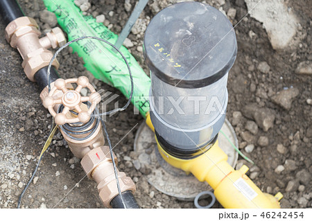 ガス配管 給水配管の写真素材