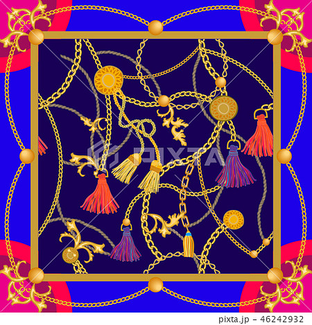 Silk scarf with baroque art motifs. Silk scarf with baroque art motifs. 46242932