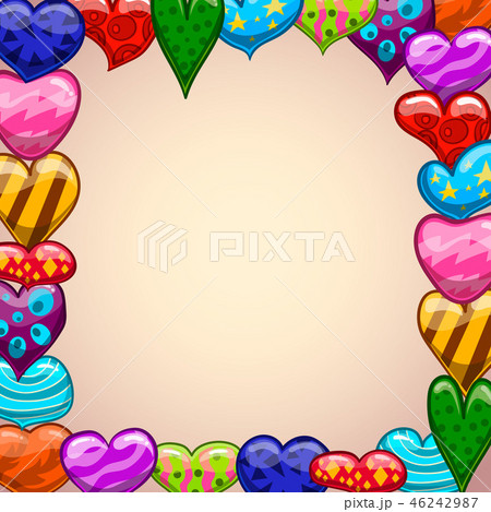 Greeting card with vector colorful winged hearts 46242987