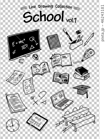 学校のアイテム線画　School 1 -Line Drawing Collection- 46243181