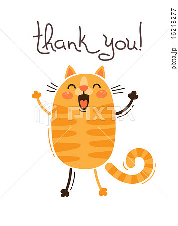 Funny Cat Says Thank You Vector Illustration のイラスト素材