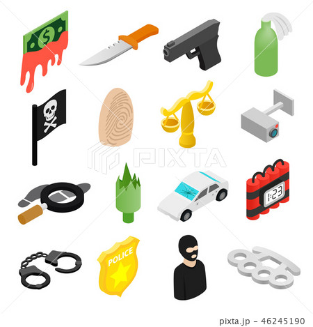 Crime isometric 3d icons 46245190