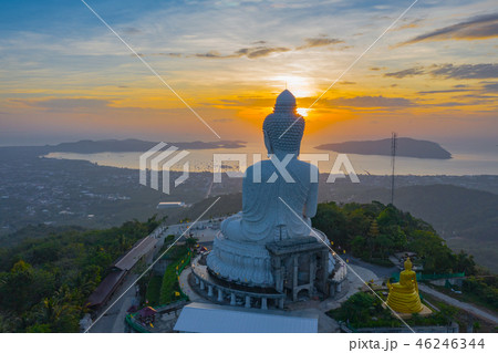 areial photography Phuket big Buddha in sunrise. areial photography Phuket big Buddha in sunrise. 46246344