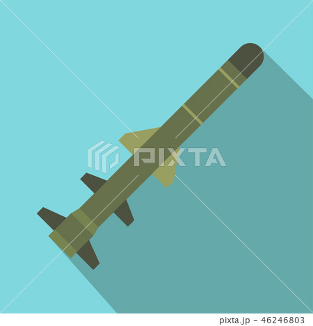 Flying military missile flat icon 46246803