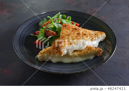 Club sandwich with melted cheese inside  46247421