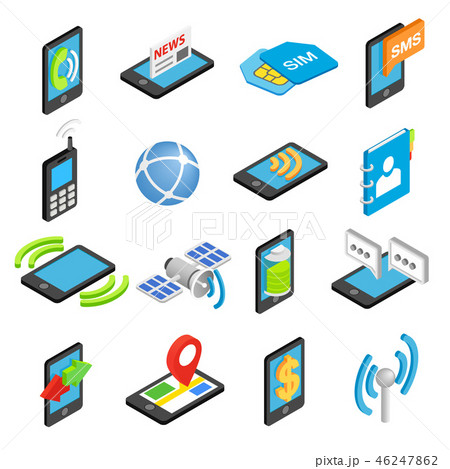 Phone isometric 3d icons Phone isometric 3d icons 46247862