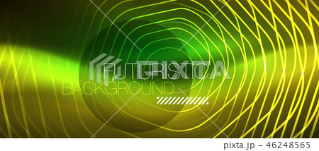 Neon glowing wave, magic energy and light motion background. Vector wallpaper template 46248565