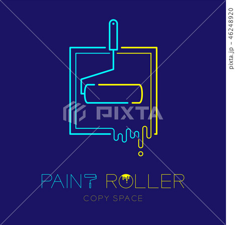 Paint roller with tray frame logo icon outline 46248920