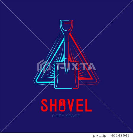 Shovel with radius in triangle frame logo icon 46248945