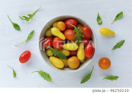 Bowl of red and yellow tomatoes Bowl of red and yellow tomatoes 46250210