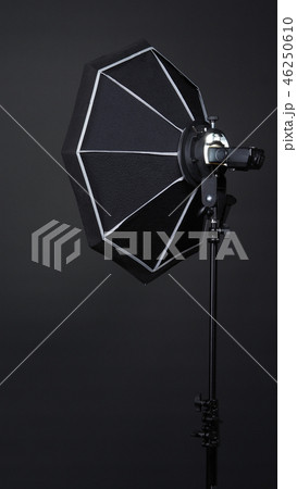 Photo studio soft box and flash on the tripod Photo studio soft box and flash on the tripod 46250610