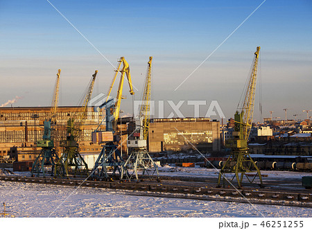 Gulf of Finland covered with ice on St. Petersbur 46251255