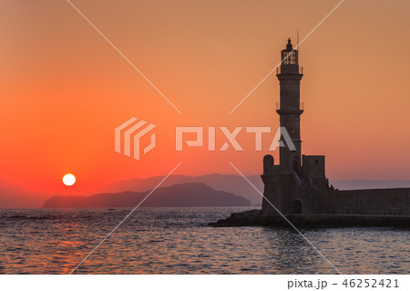 sunset in port of Chania, Crete 46252421