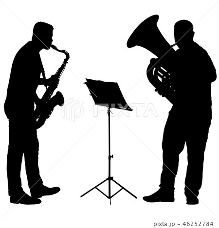 Silhouette of musician playing the saxophone Silhouette of musician playing the saxophone 46252784