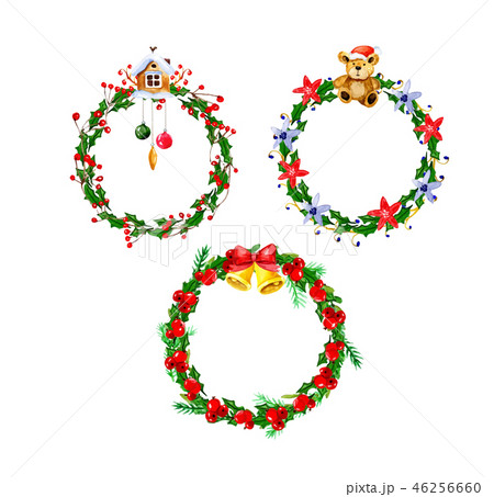 watercolor vector Christmas wreath 46256660