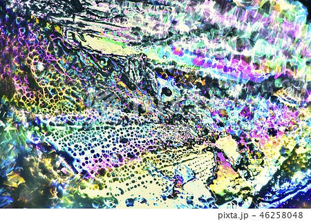 薄氷の偏光効果による色模様 46258048