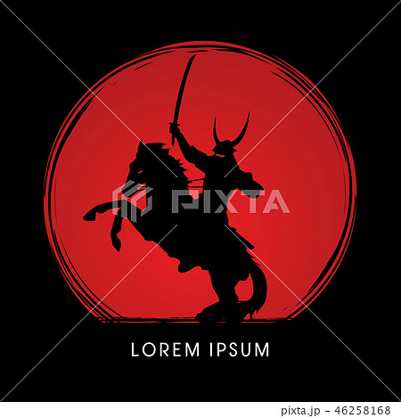 Samurai Warrior Riding horse graphic vector 46258168