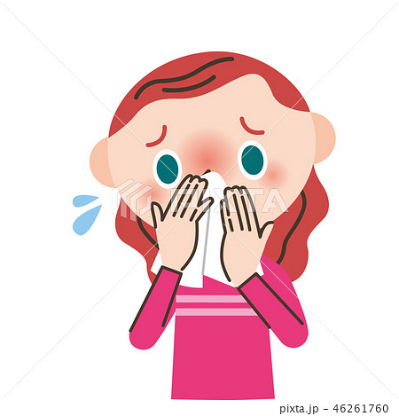 鼻をかむ女の子 鼻をかむ女の子 46261760