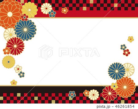和風フレーム素材 菊文様 のイラスト素材 46261854 Pixta