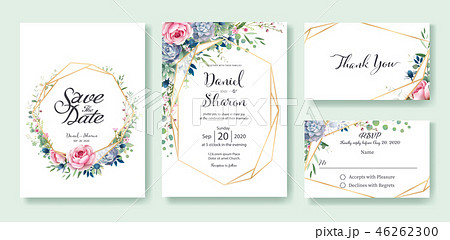 wedding invitation card.葉模様、結婚式招待状. wedding invitation card.葉模様、結婚式招待状. 46262300