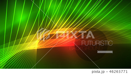 Digital technology abstract background - neon geometric design. Abstract glowing lines. Colorful 46263771