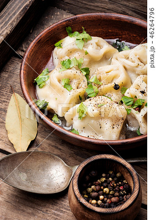 Ukrainian pelmeni on plate Ukrainian pelmeni on plate 46264796